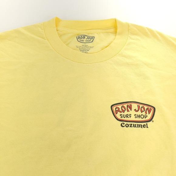 Ron Jon Surf Shop Shirt Mens XL Yellow I Don't Do Mornings Cozumel Shark Graphic - Picture 3 of 11